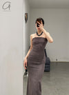 Marc Le Bihan 21915 Silk Shrinkage Stretch One-Piece Dress Collection French High-Level Handmade MLB-21942-HGY Granite PMLB4